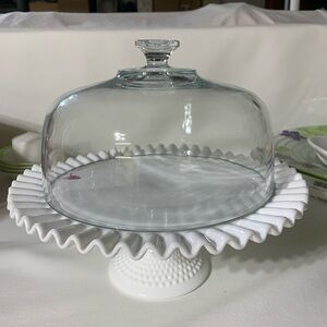 Beautiful Fenton white cake dish.
